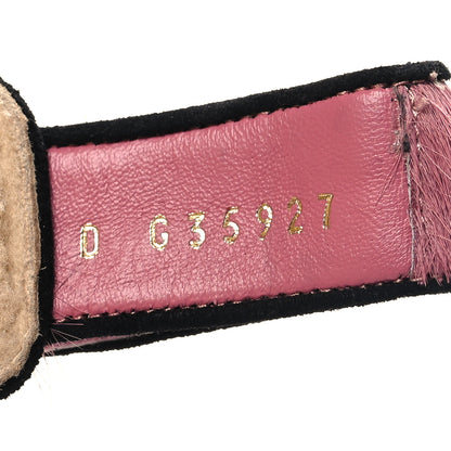 Chanel Calfskin Hair Suede Shearling Dad Sandals 38.5 Rose Black 6 of 9