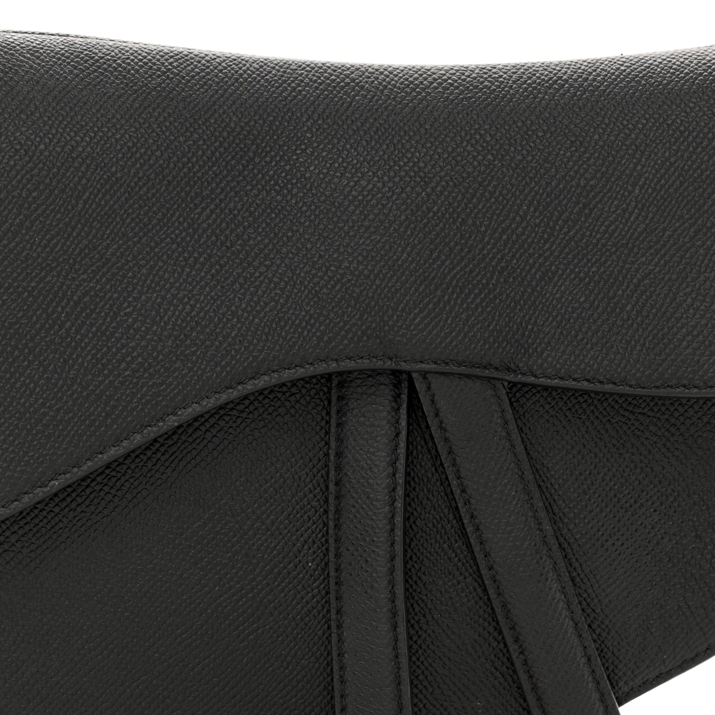 Grained Calfskin Saddle Bag Black