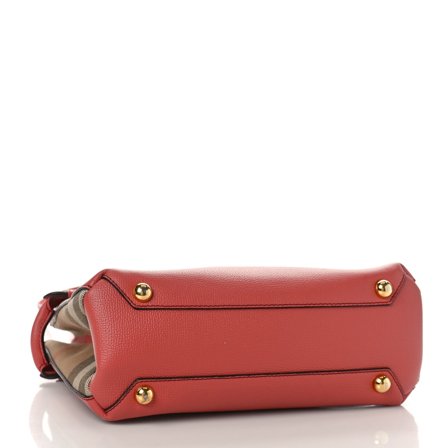 Derby Calfskin House Check Small Banner Tote Cinnamon Red