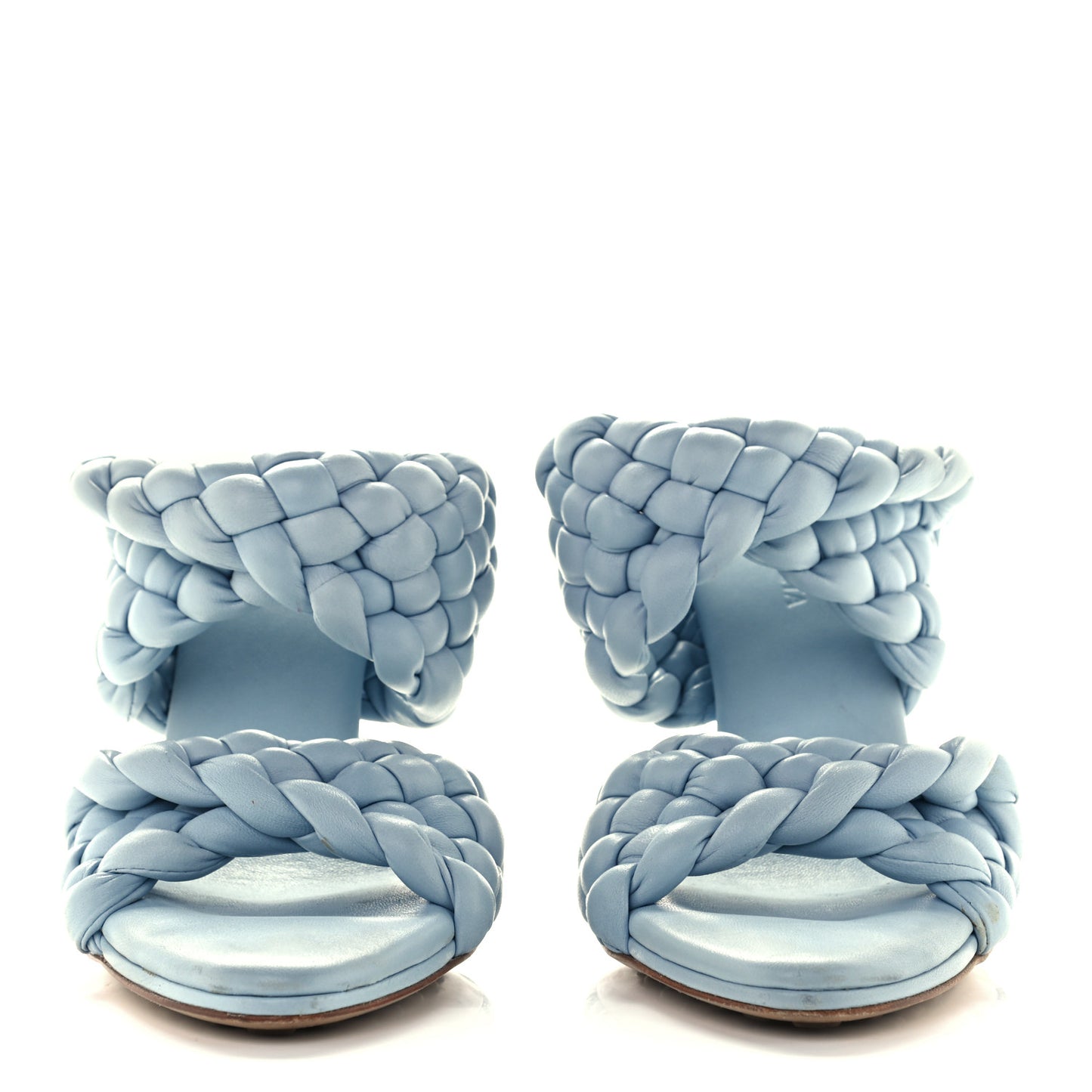 Nappa Twisted Padded Intrecciato Curve Slide Sandals 38 Ice