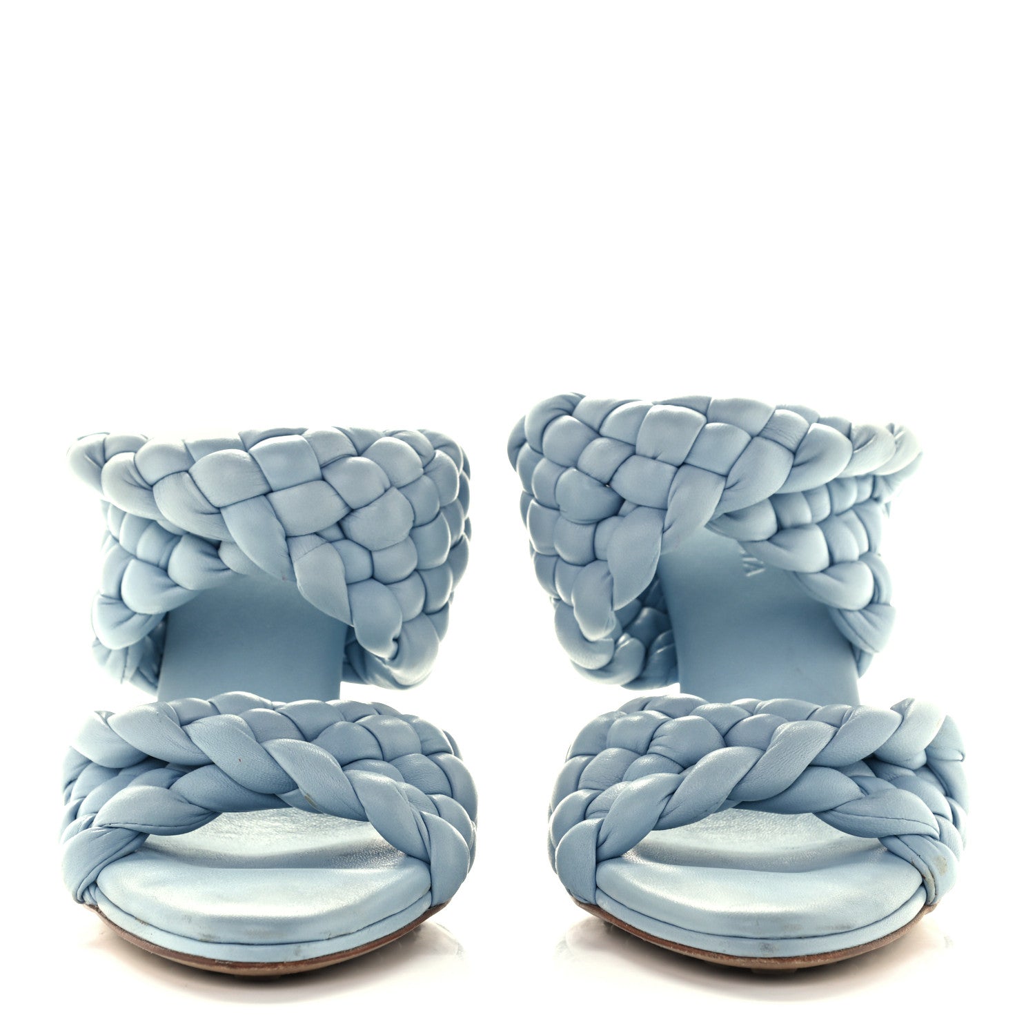 Bottega Veneta Nappa Twisted Padded Intrecciato Curve Slide Sandals 38 Ice 2 of 9