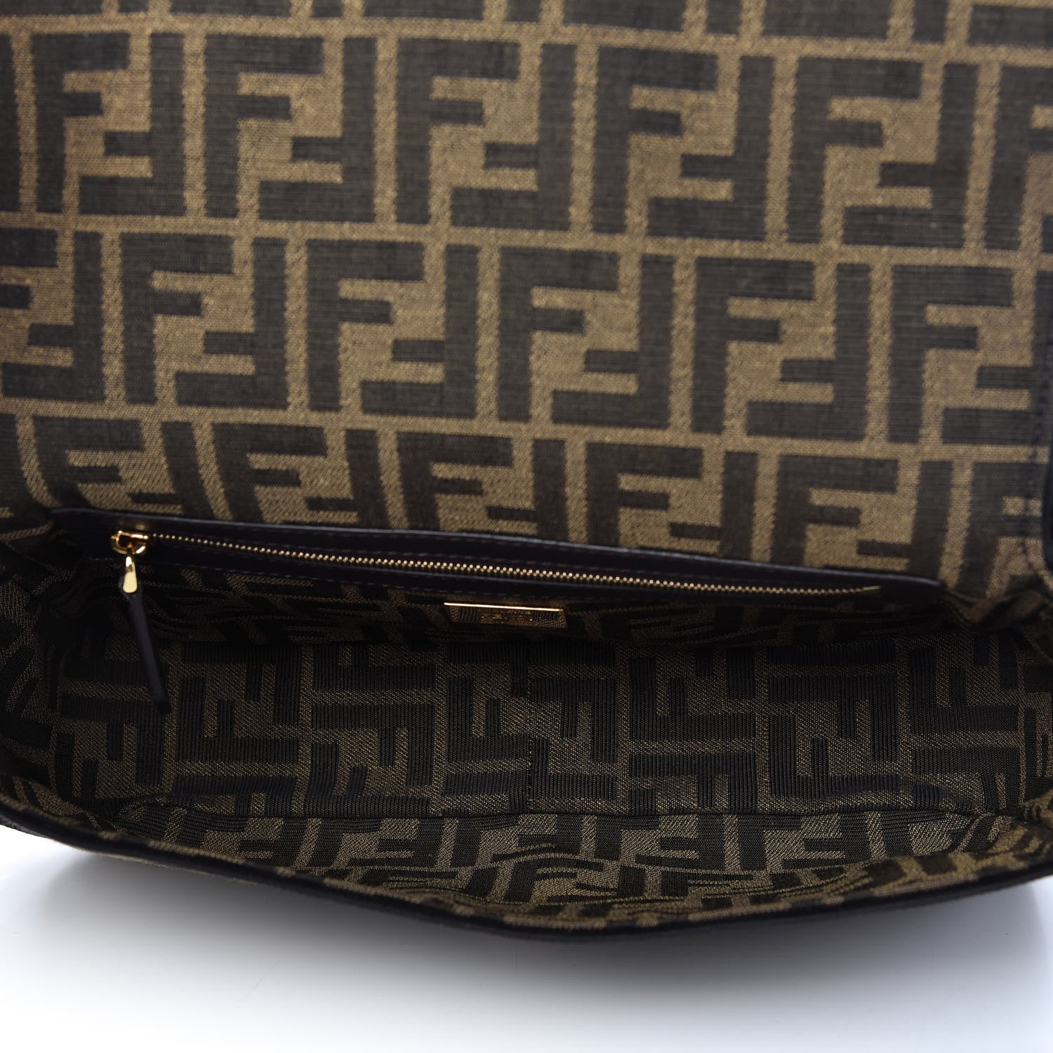 Fendi Fabric Jacquard FF 1974 Medium Baguette Tobacco Moro Black 5 of 12