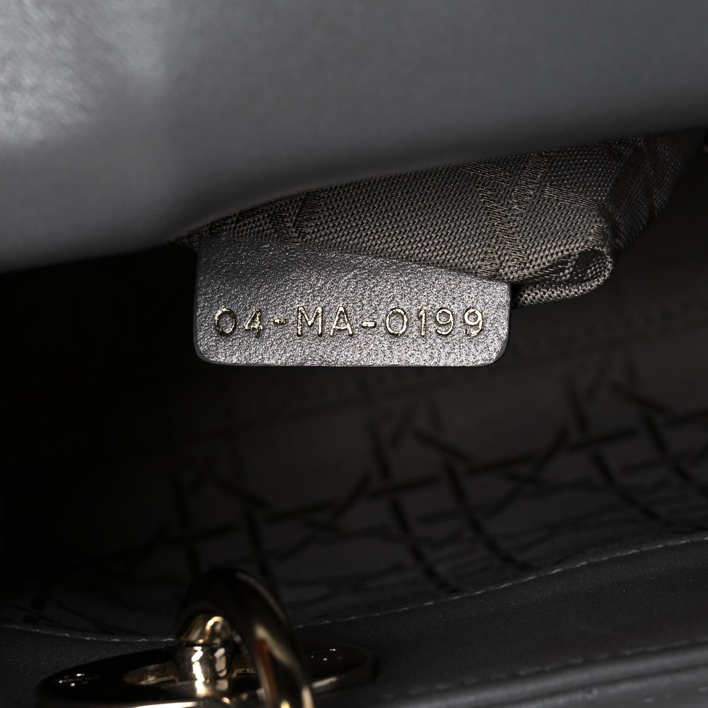 Metallic Lambskin Cannage Mini Lady Dior Grey