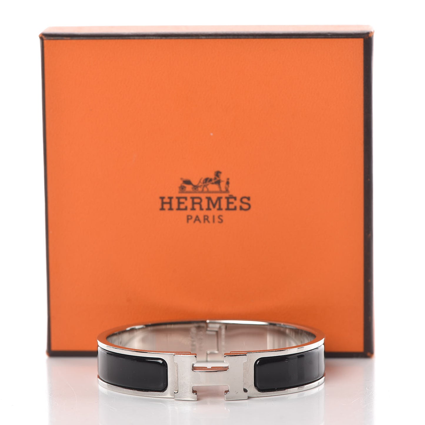 Enamel Narrow Clic Clac H Bracelet PM Black