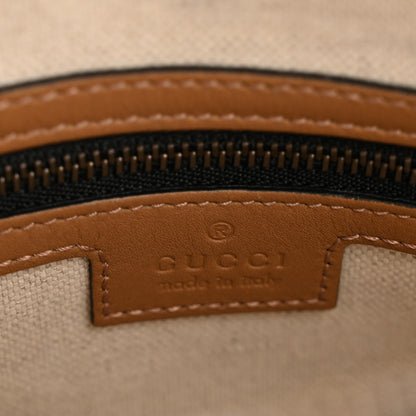 Gucci Monogram Textured Dollar Calfskin Web Mini Bauletto Duffle Top Handle Bag Black Koi Beige 6 of 13