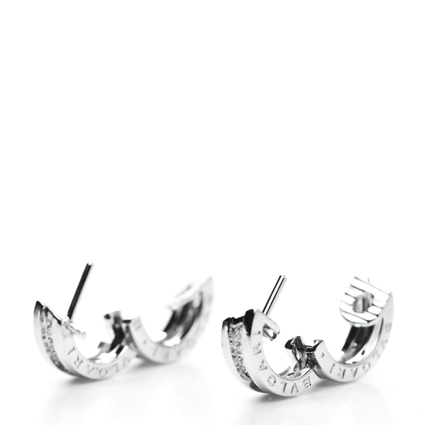 18K White Gold Diamond Small B.Zero1 Hoop Earrings
