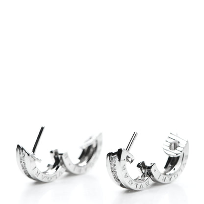 Bulgari 18K White Gold Diamond Small B.Zero1 Hoop Earrings 3 of 5