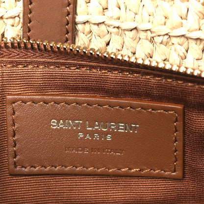 Saint Laurent Raffia Calfskin Le 5 A 7 Small Hobo Natural Brick 10 of 13
