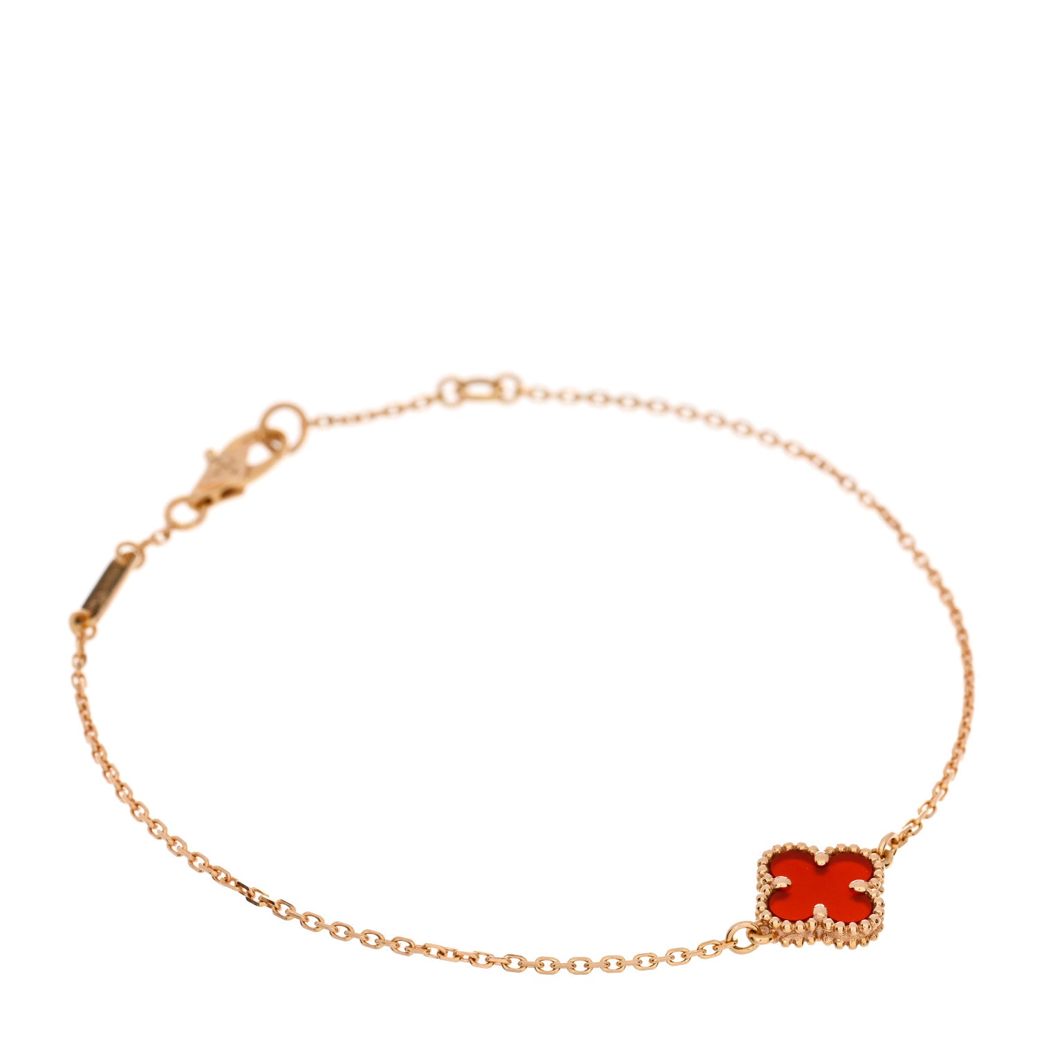 Van Cleef & Arpels 18K Rose Gold Carnelian Sweet Alhambra Bracelet 1 of 5