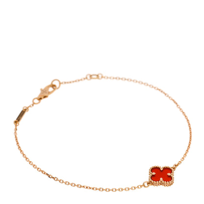 Van Cleef & Arpels 18K Rose Gold Carnelian Sweet Alhambra Bracelet 1 of 5