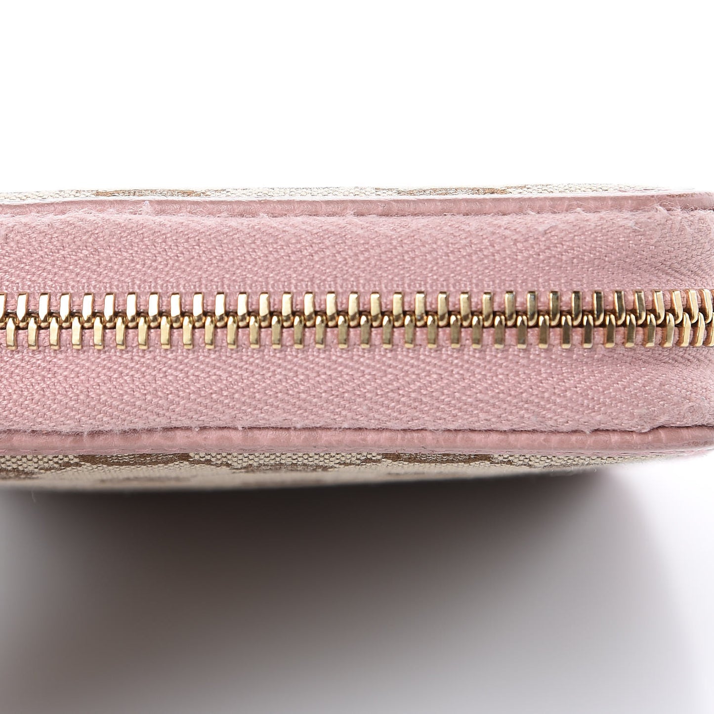 Monogram Dollar Calfskin Zip Around Compact Wallet Beige Ebony Soft Pink