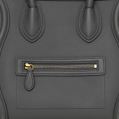 Celine Drummed Calfskin Mini Luggage Kohl 12 of 17