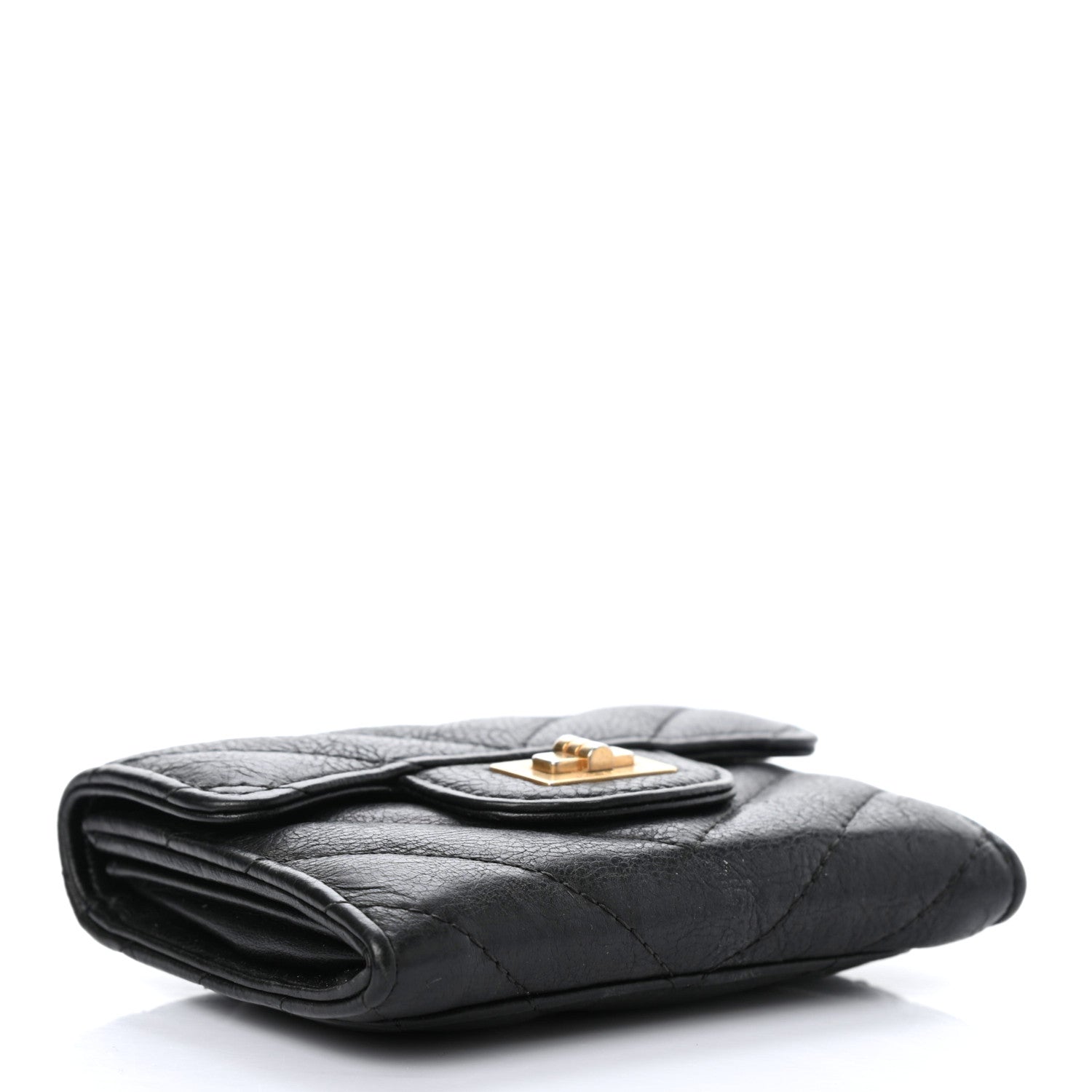 Chanel Crumpled Calfskin Chevron Quilted Reissue Card Holder Black 4 of 8