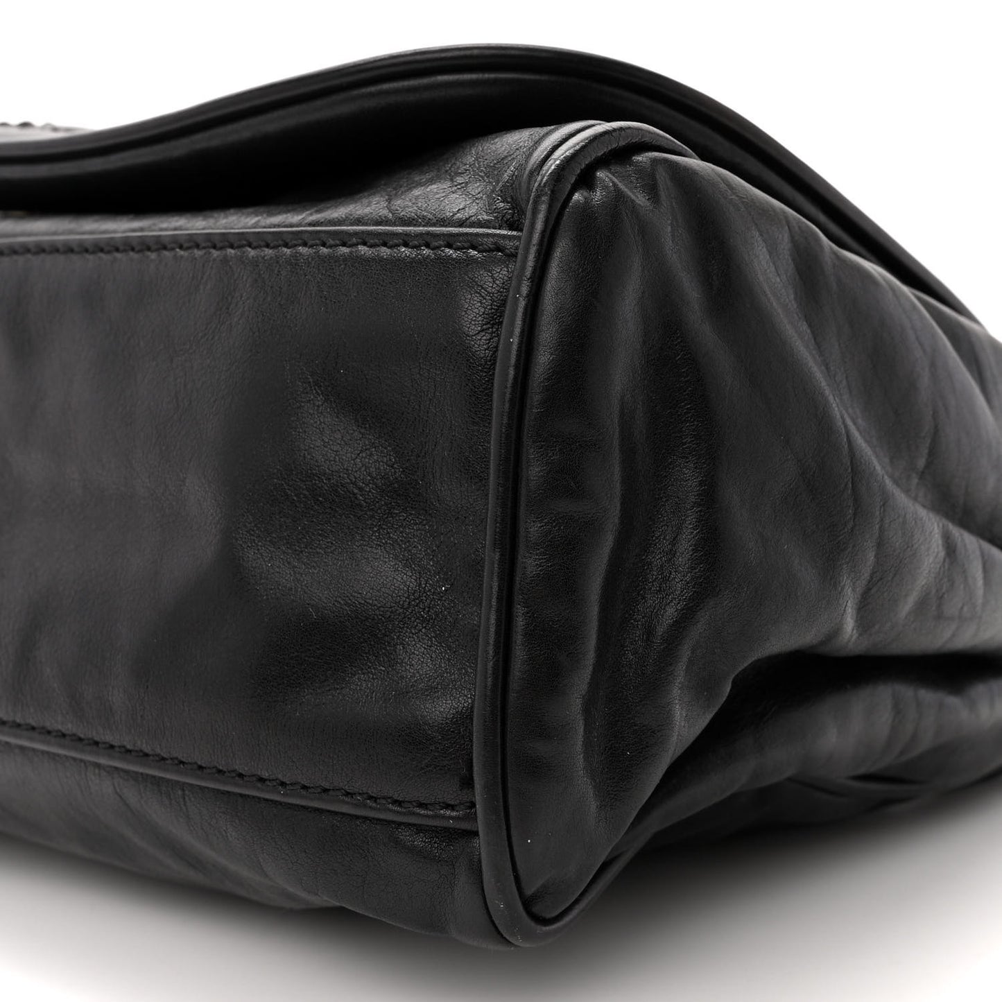 Calfskin Small Rock and Chain Flap Black