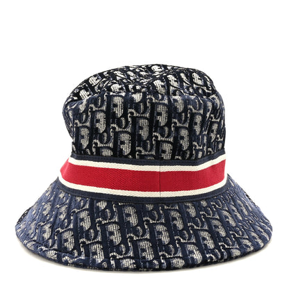 Christian Dior Velvet Oblique Large Brim Bucket Hat 59 Bleu Red 4 of 8