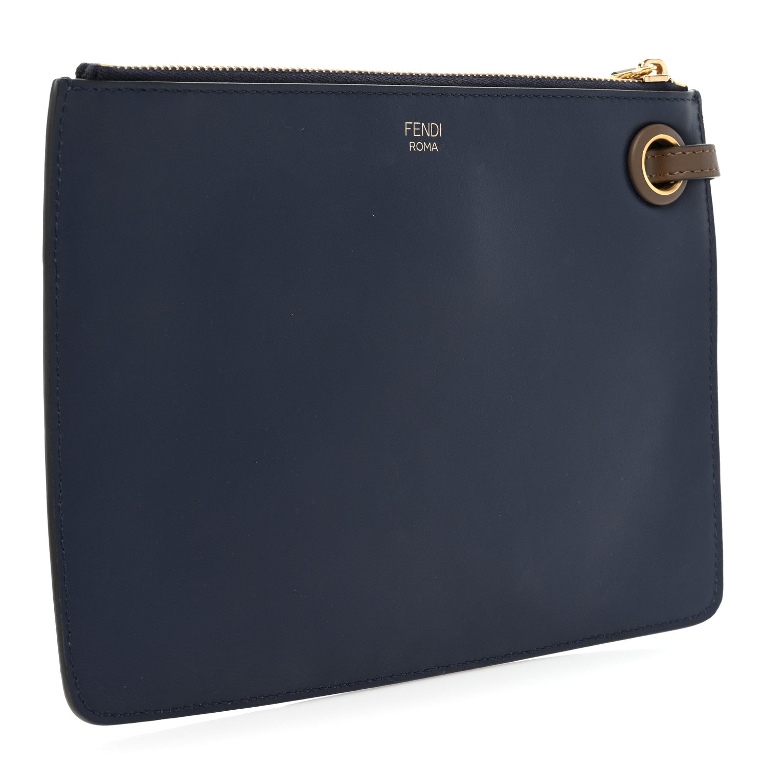 Fendi X FILA Vitello Century Mania Bi-Color FF 1974 Embossed Small Flat Clutch Nebula Blueberry Multicolor 3 of 8