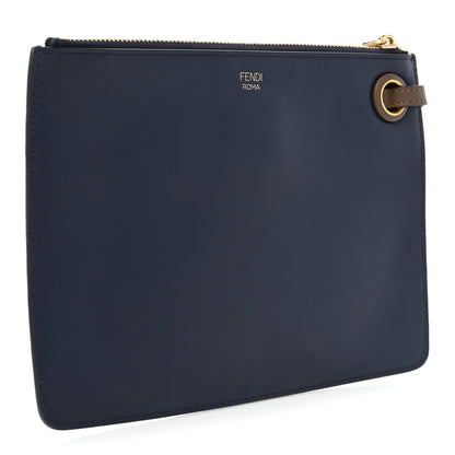 Fendi X FILA Vitello Century Mania Bi-Color FF 1974 Embossed Small Flat Clutch Nebula Blueberry Multicolor 3 of 8