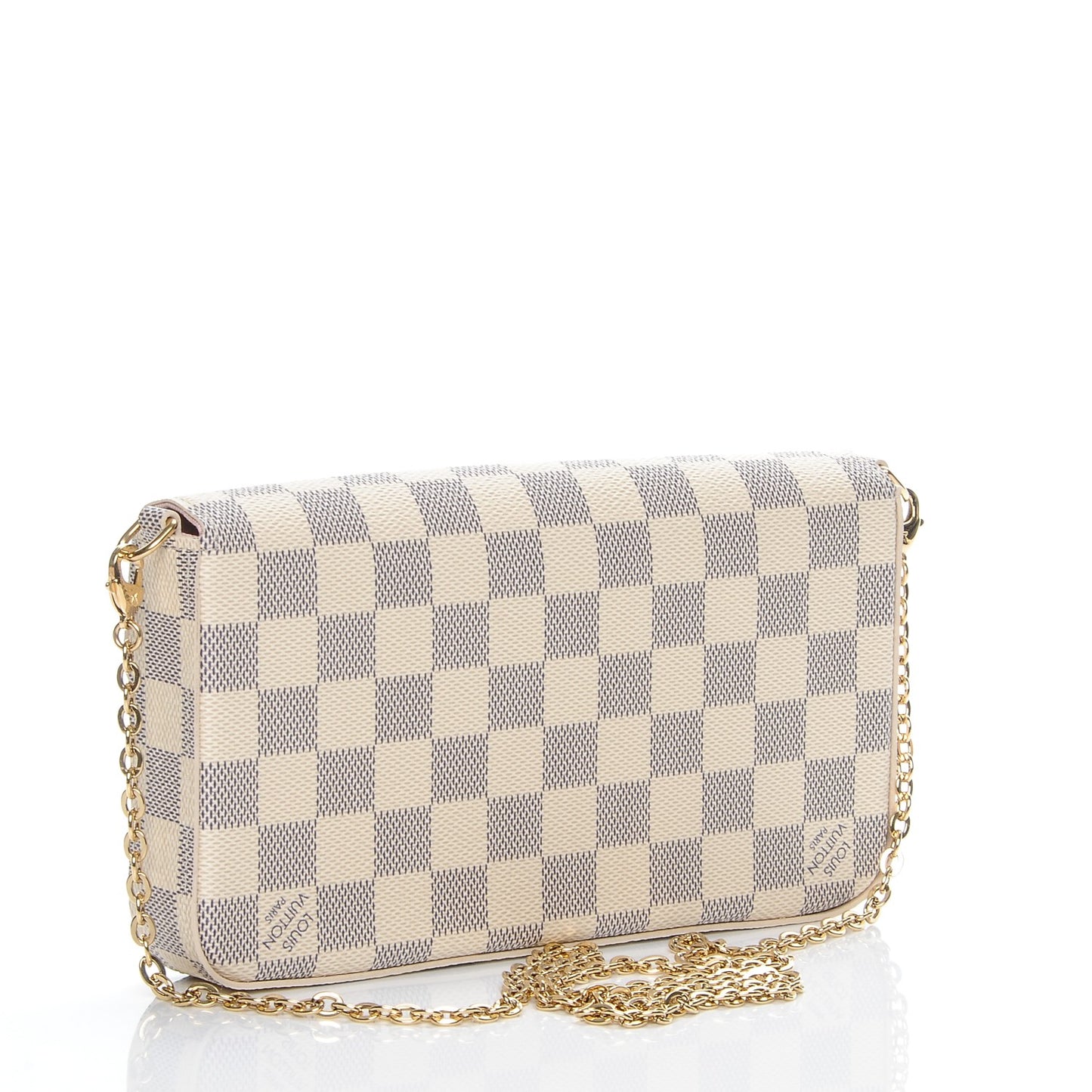 Damier Azur Pochette Felicie Chain Wallet Rose Ballerine