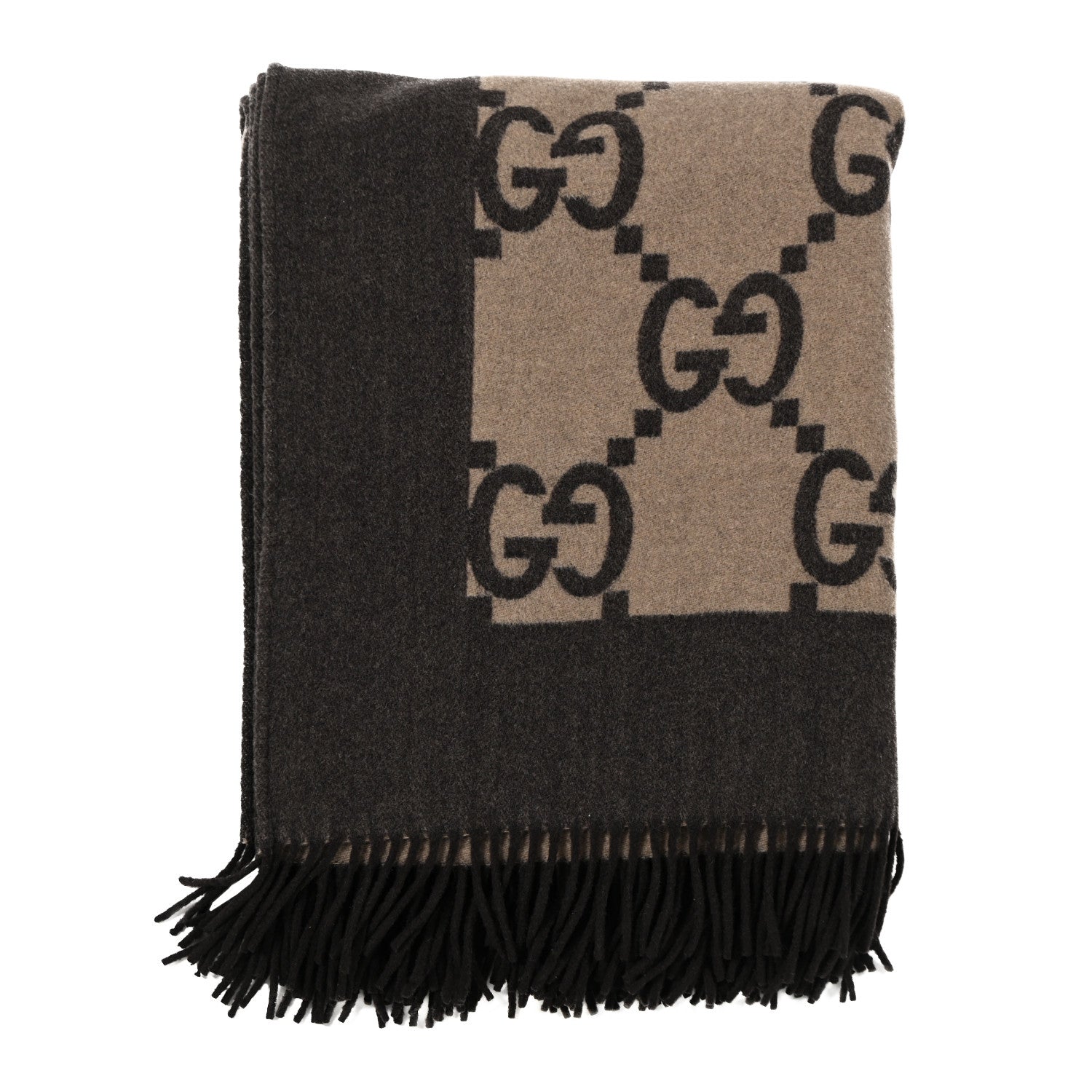 Gucci Wool Cashmere GG Monogram Blanket Dark Brown 1 of 3