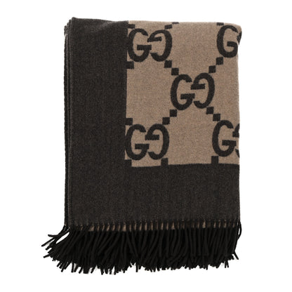Gucci Wool Cashmere GG Monogram Blanket Dark Brown 1 of 3