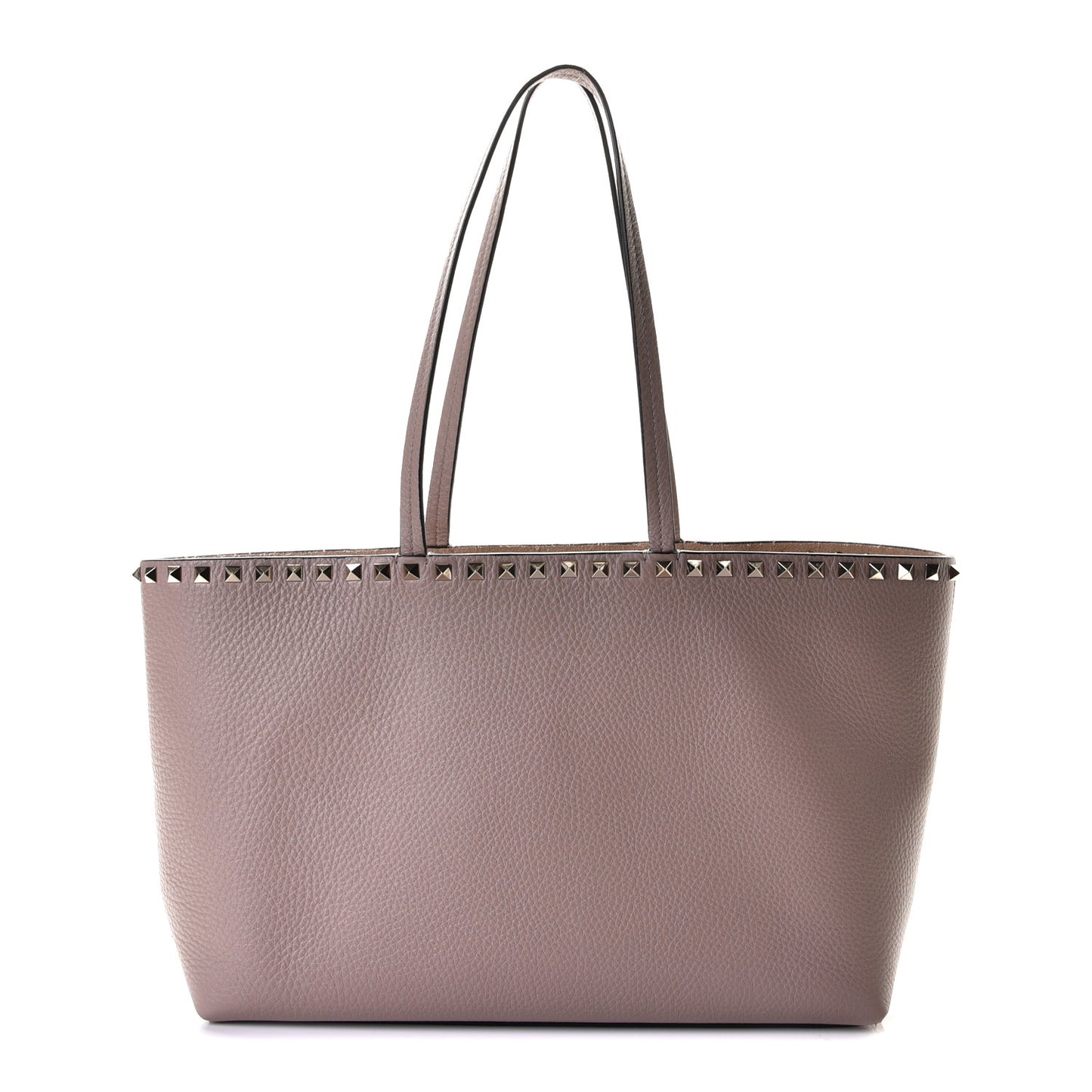 Grained Calfskin Small Rockstud Shoulder Tote Poudre