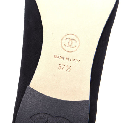 Chanel Kid Suede CC Flats 37.5 Black 9 of 13