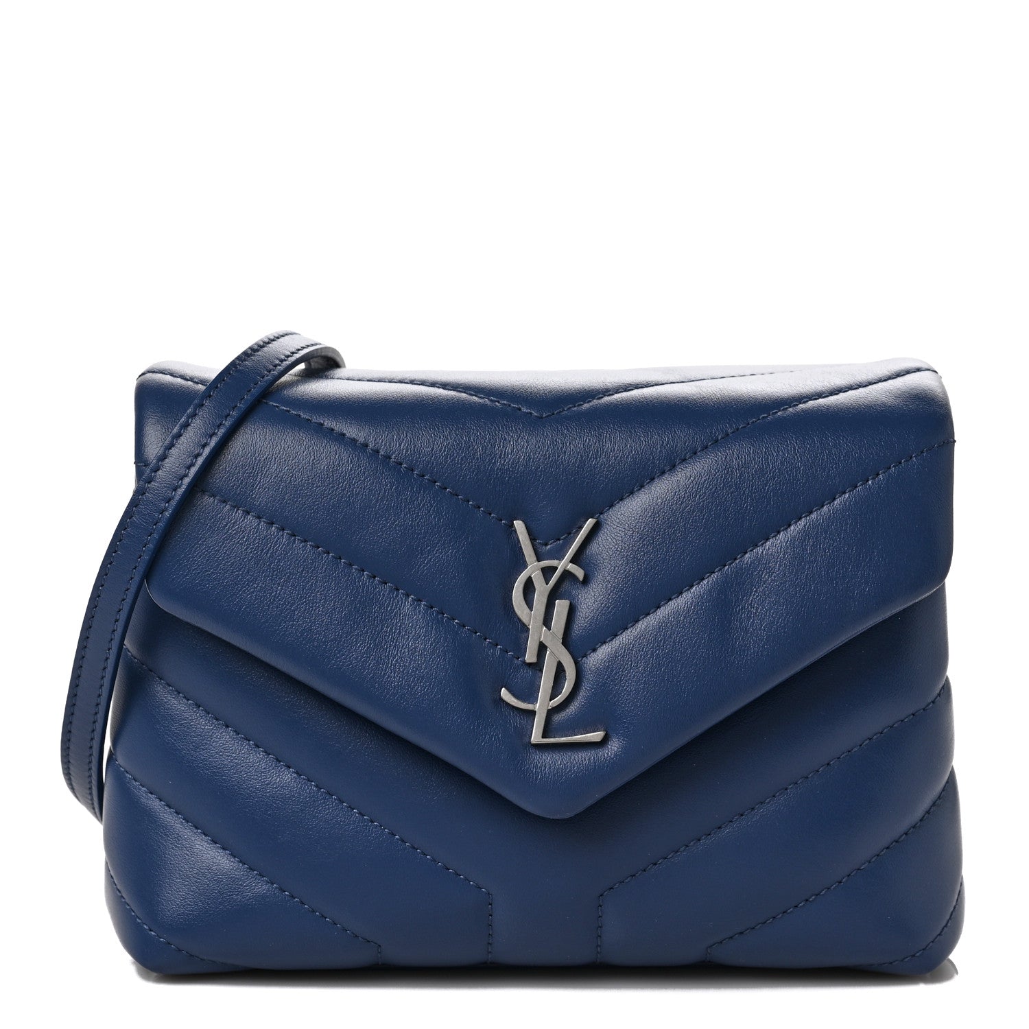 Saint Laurent Calfskin Y Quilted Monogram Toy Loulou Crossbody Bag New Cobalt 1 of 5