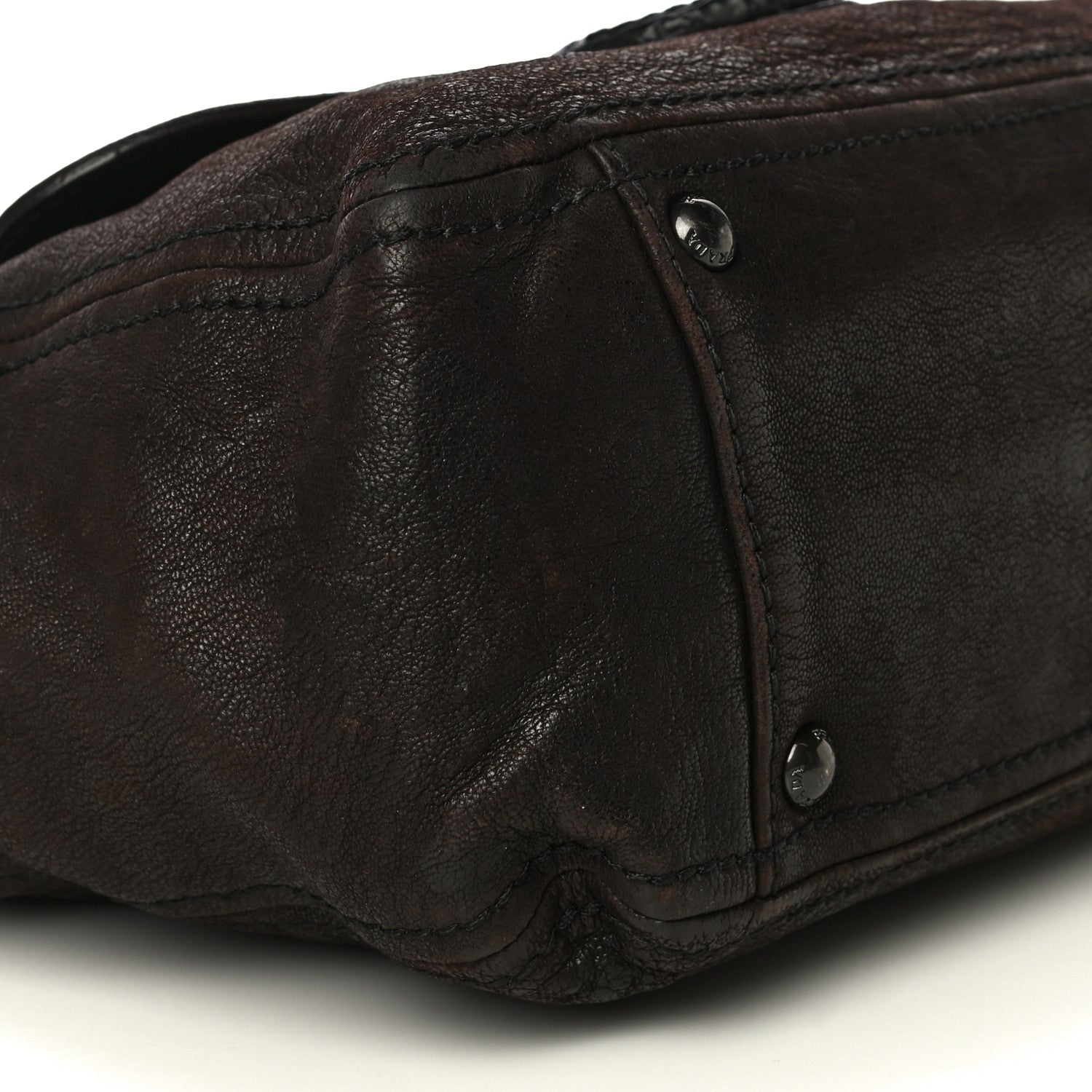 Prada Goatskin Crocodile Embossed Flap Shoulder Bag Dark Brown 8 of 14