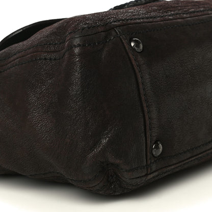 Prada Goatskin Crocodile Embossed Flap Shoulder Bag Dark Brown 8 of 14