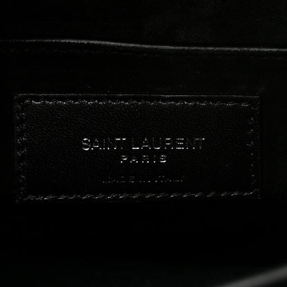 Saint Laurent Calfskin Crocodile Embossed Medium Monogram Sunset Black 6 of 9