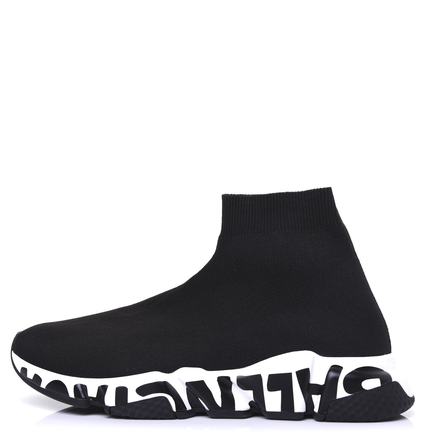 Balenciaga Neoprene Knit Womens Speed Graffiti Sneakers 41 Black White 1 of 8