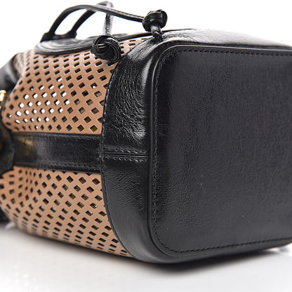 Fendi Vitello Liberty Glossy Lambskin F is Fendi Perforated Mini Mon Tresor Bucket Bag Sand Mimosa Black 8 of 10