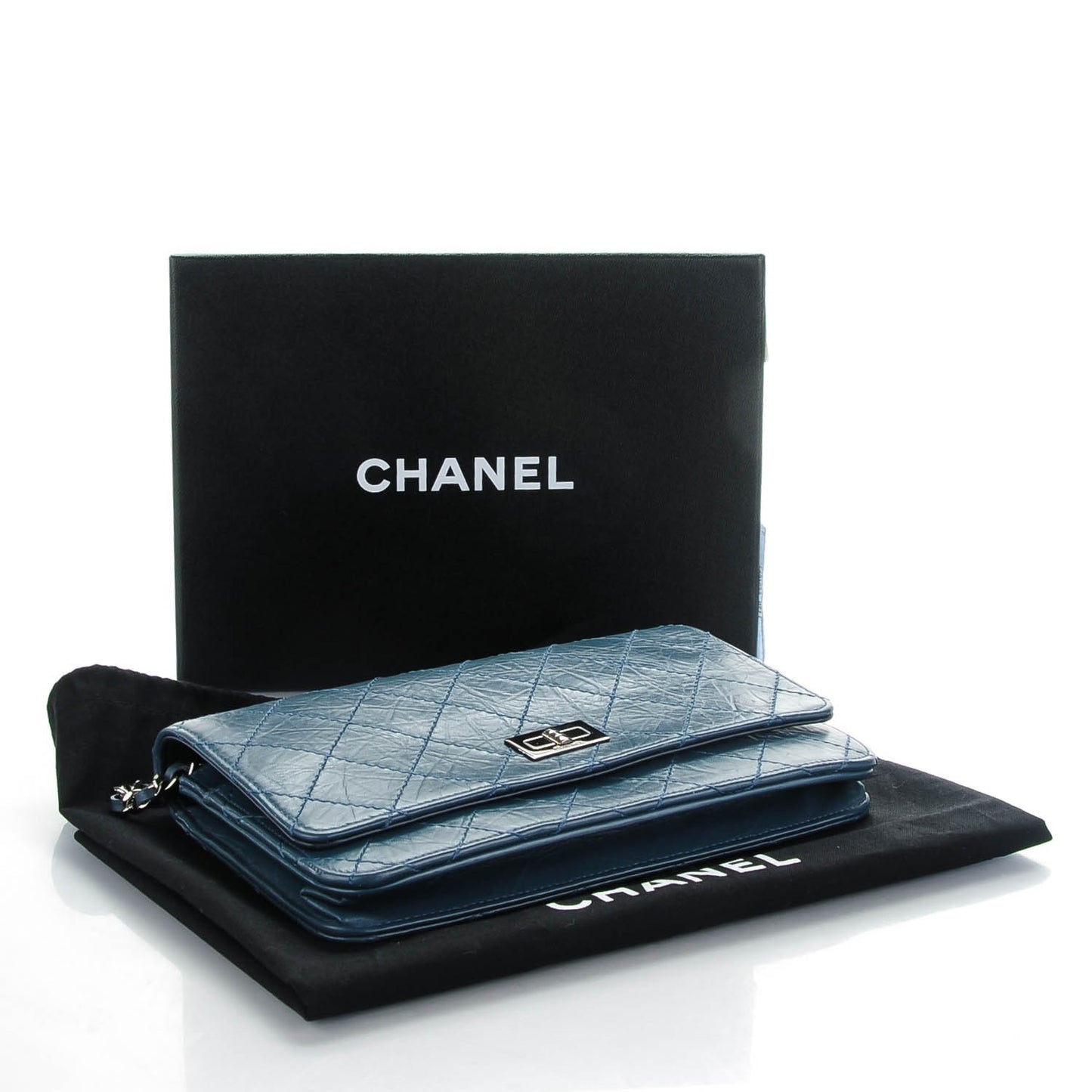 Aged Lambskin Quilted Reissue Wallet On Chain WOC Dark Blue