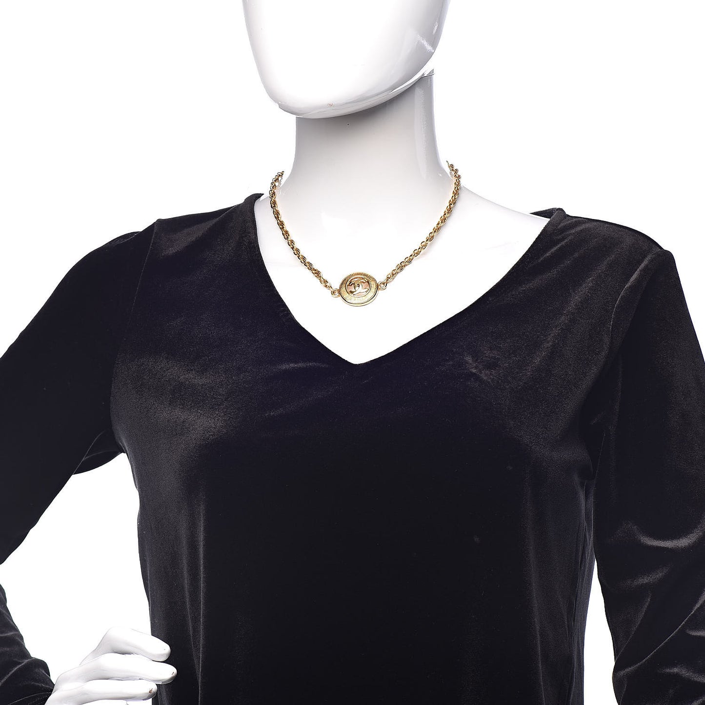 CC Medallion Choker Chain Necklace Gold