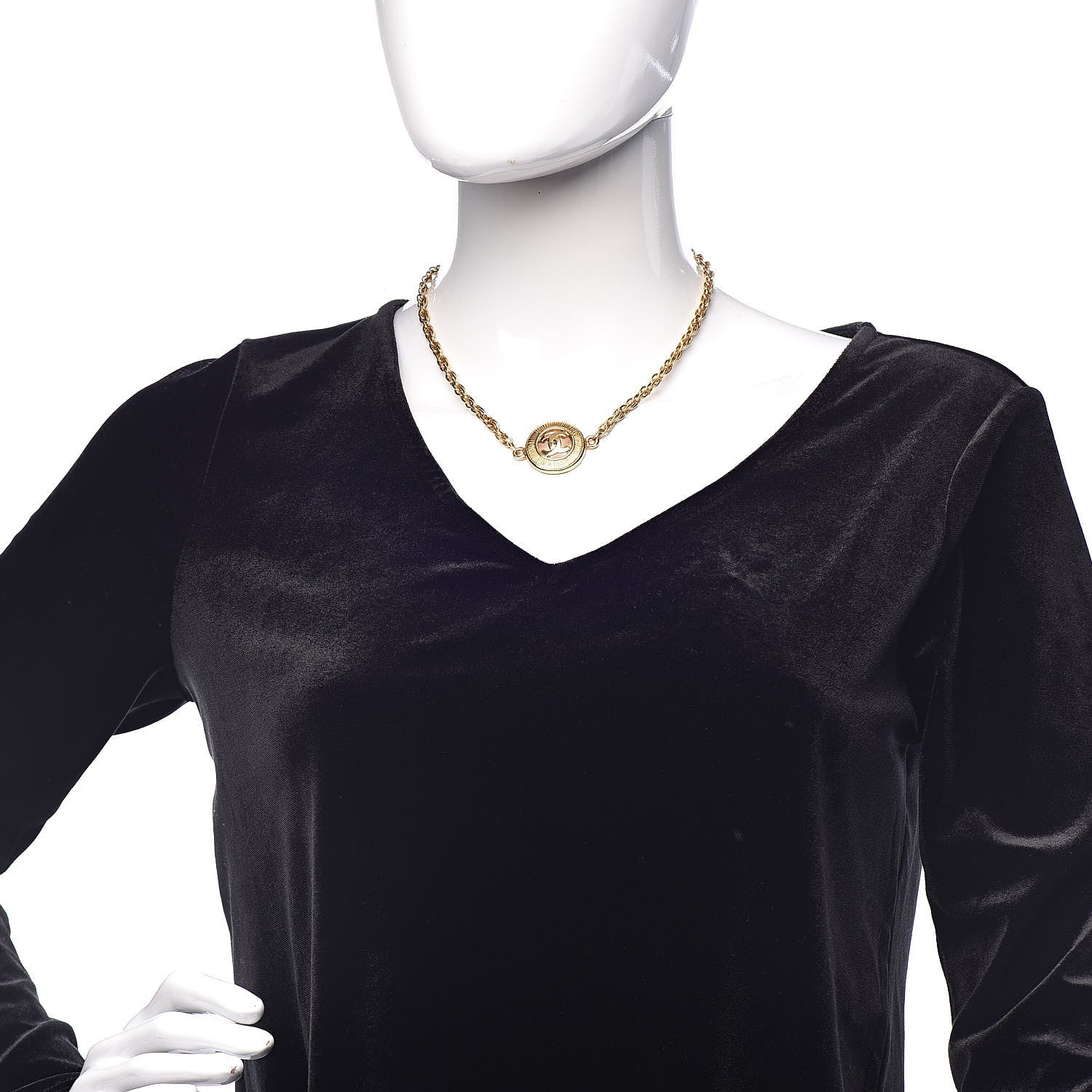 Chanel CC Medallion Choker Chain Necklace Gold 2 of 6