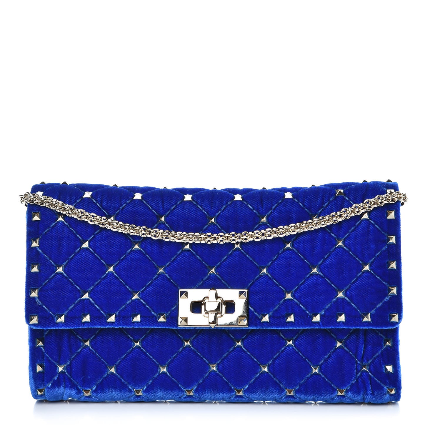 Velvet Rockstud Spike Wallet on Chain Acid Blue
