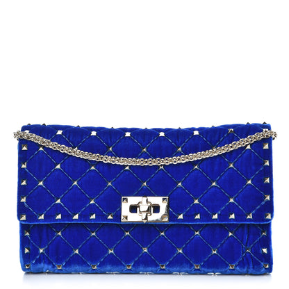 Valentino Garavani Velvet Rockstud Spike Wallet on Chain Acid Blue 1 of 14