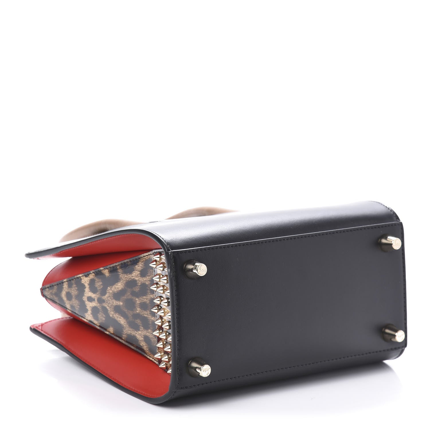 Christian Louboutin Calfskin Patent Leopard Studded Small Paloma Black 4 of 10