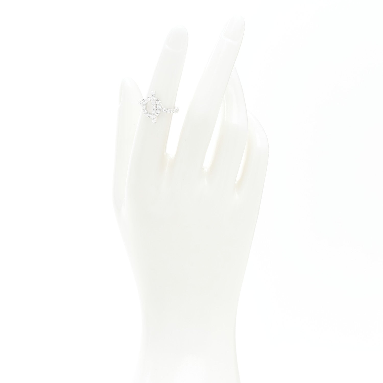 Hermes 18K White Gold Diamond Finesse Ring 49 5 2 of 7