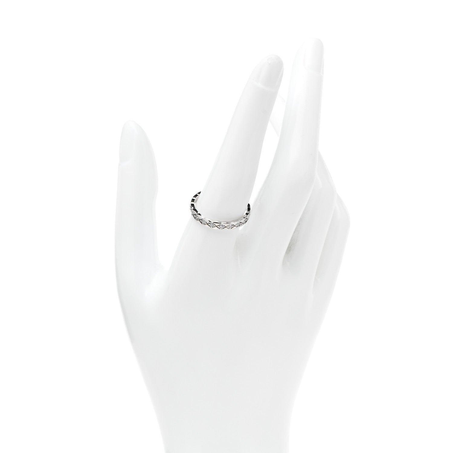 Chanel 18K White Gold Diamond Mini Coco Crush Ring 59 8.75 2 of 6