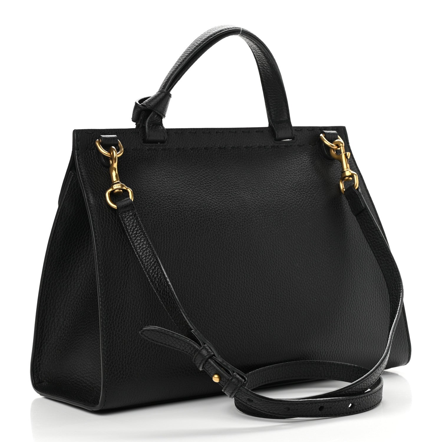 Gucci Calfskin Small GG Marmont Top Handle Bag Black 3 of 11