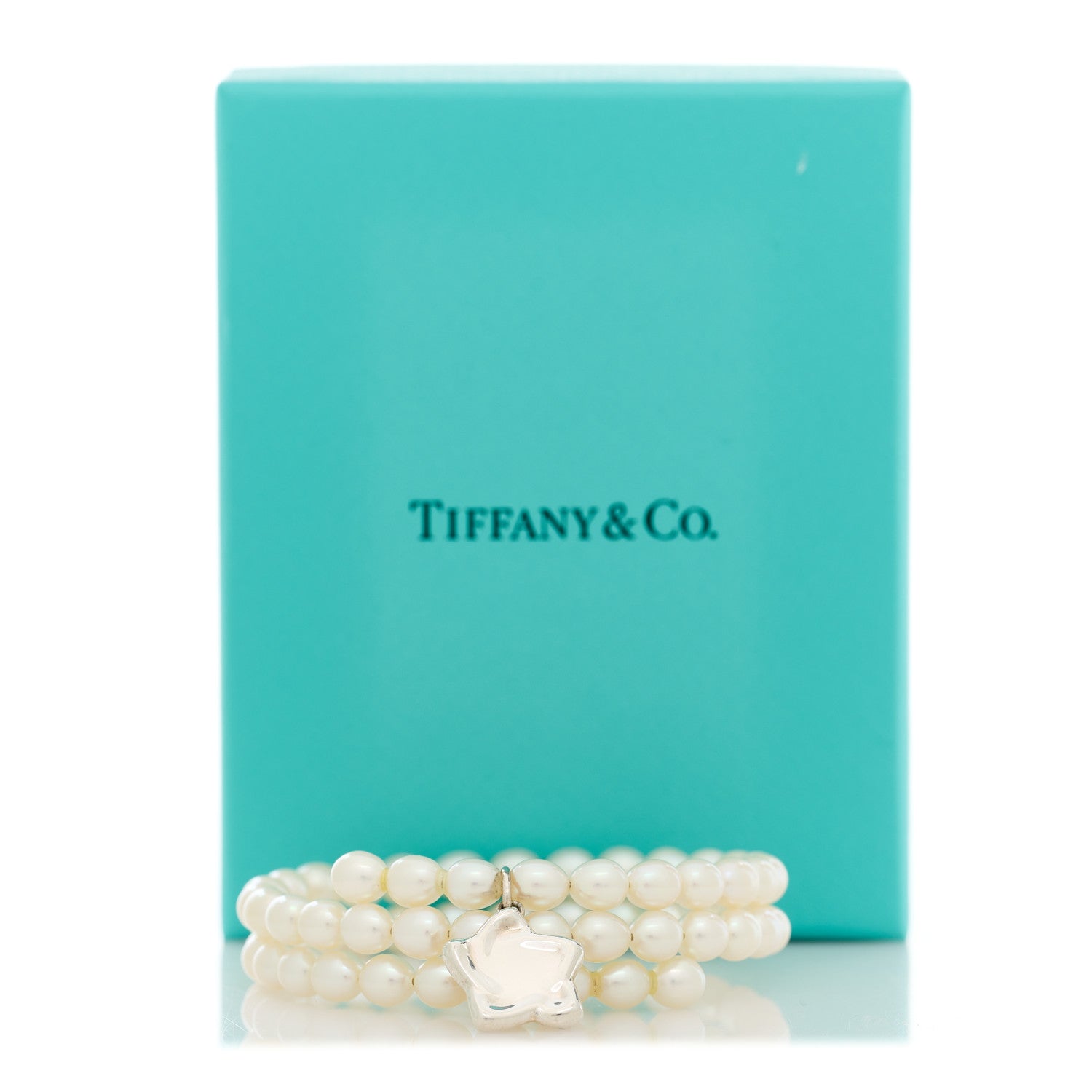 Tiffany Sterling Silver Pearl Elsa Peretti Three Row Star Charm Bracelet 4 of 5