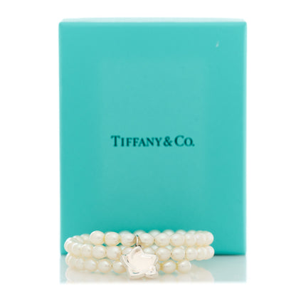 Tiffany Sterling Silver Pearl Elsa Peretti Three Row Star Charm Bracelet 4 of 5