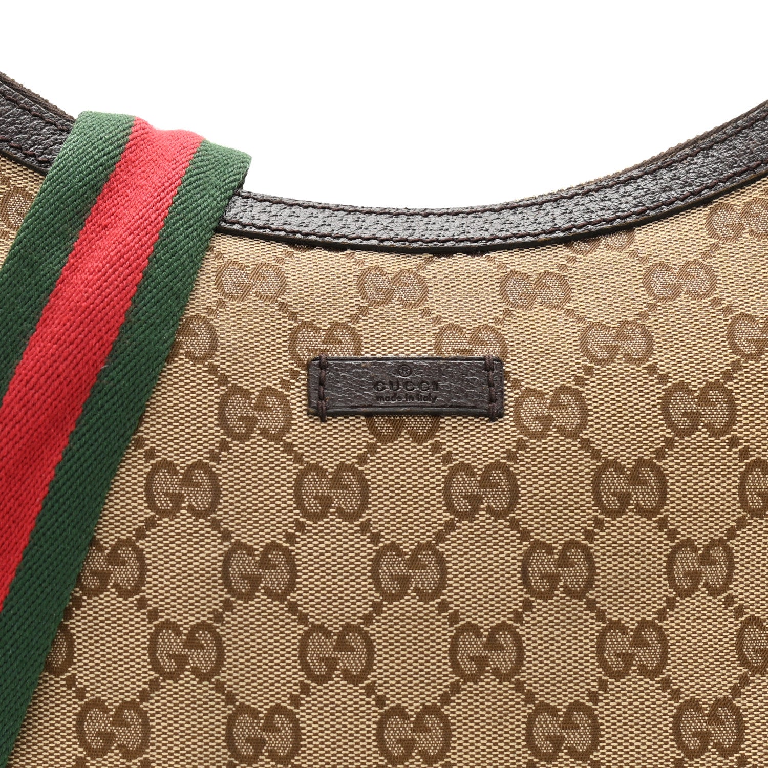 Gucci Monogram Web Medium Half Moon Hobo Dark Brown 8 of 11