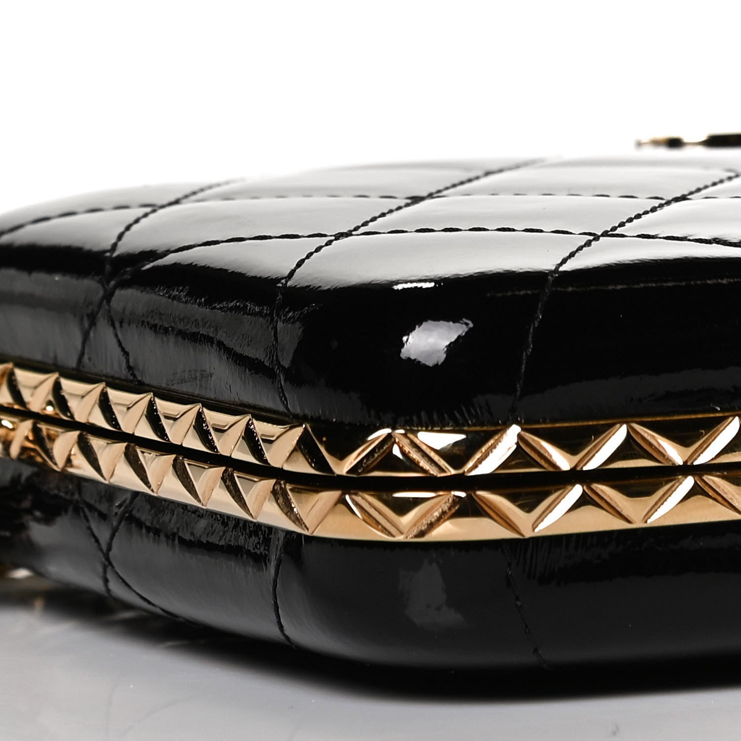 Chanel Glazed Goatskin Quilted Box With Chain Black 9 of 9