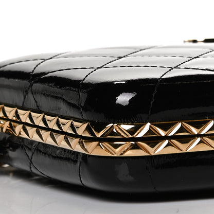 Chanel Glazed Goatskin Quilted Box With Chain Black 9 of 9