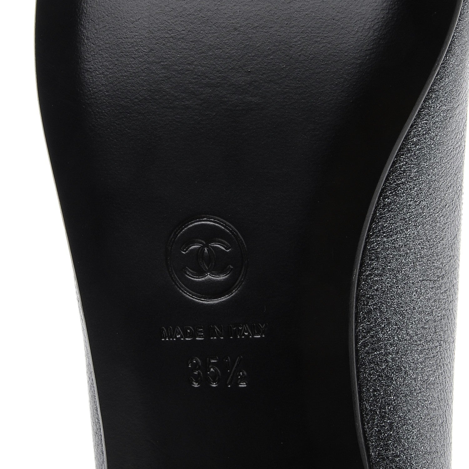 Chanel Metallic Calfskin Cap Toe CC Ballerina Flats 35.5 Dark Silver 6 of 9