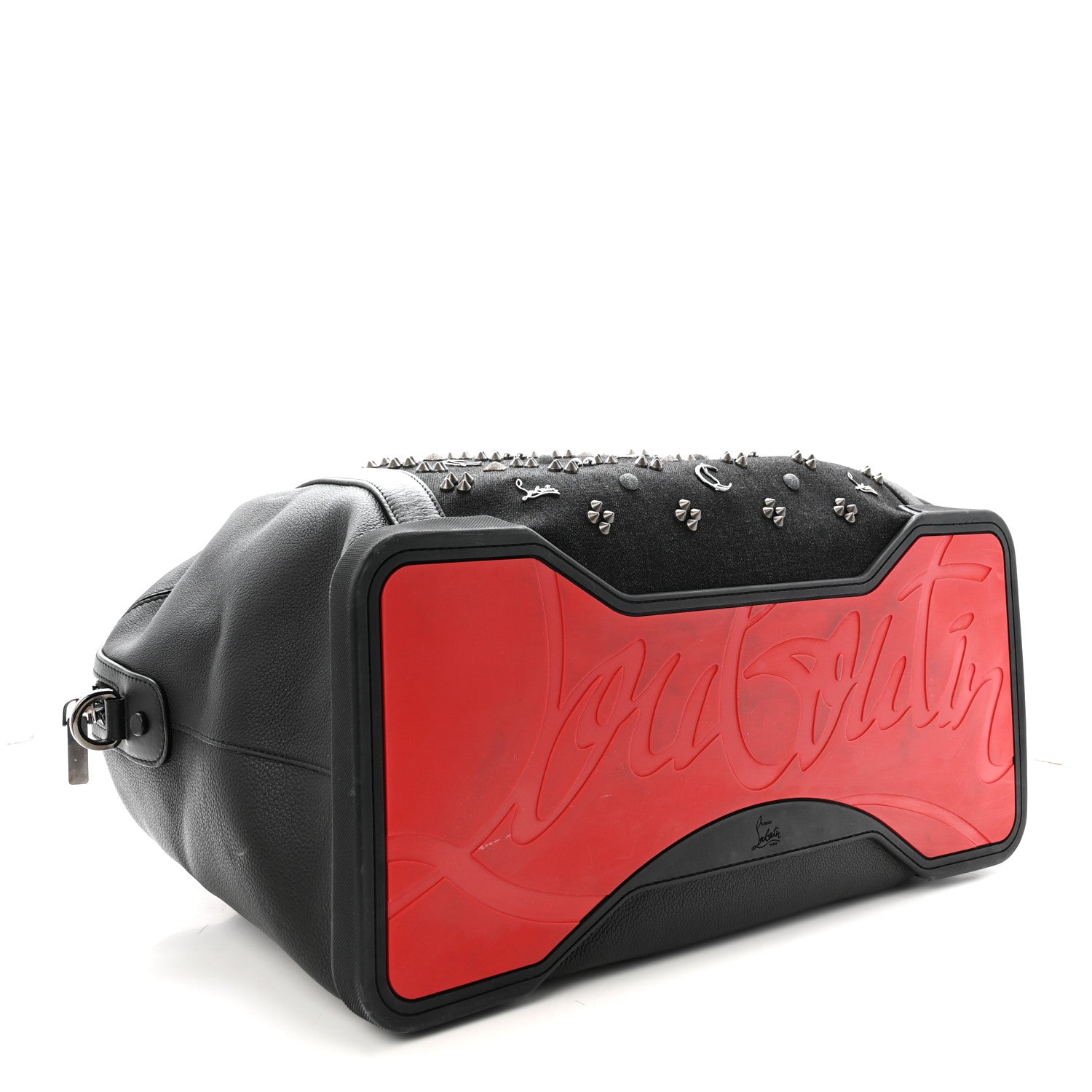 Christian Louboutin Studded Denim Calfskin Duffle Black 4 of 9