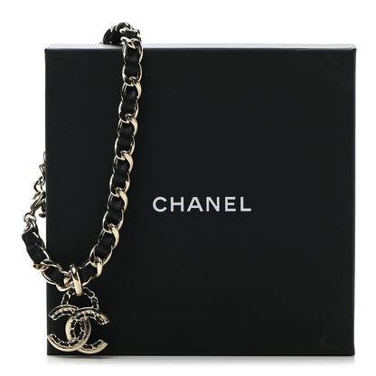 Chanel Metal Lambskin Chain CC Choker Necklace Black Gold 7 of 7