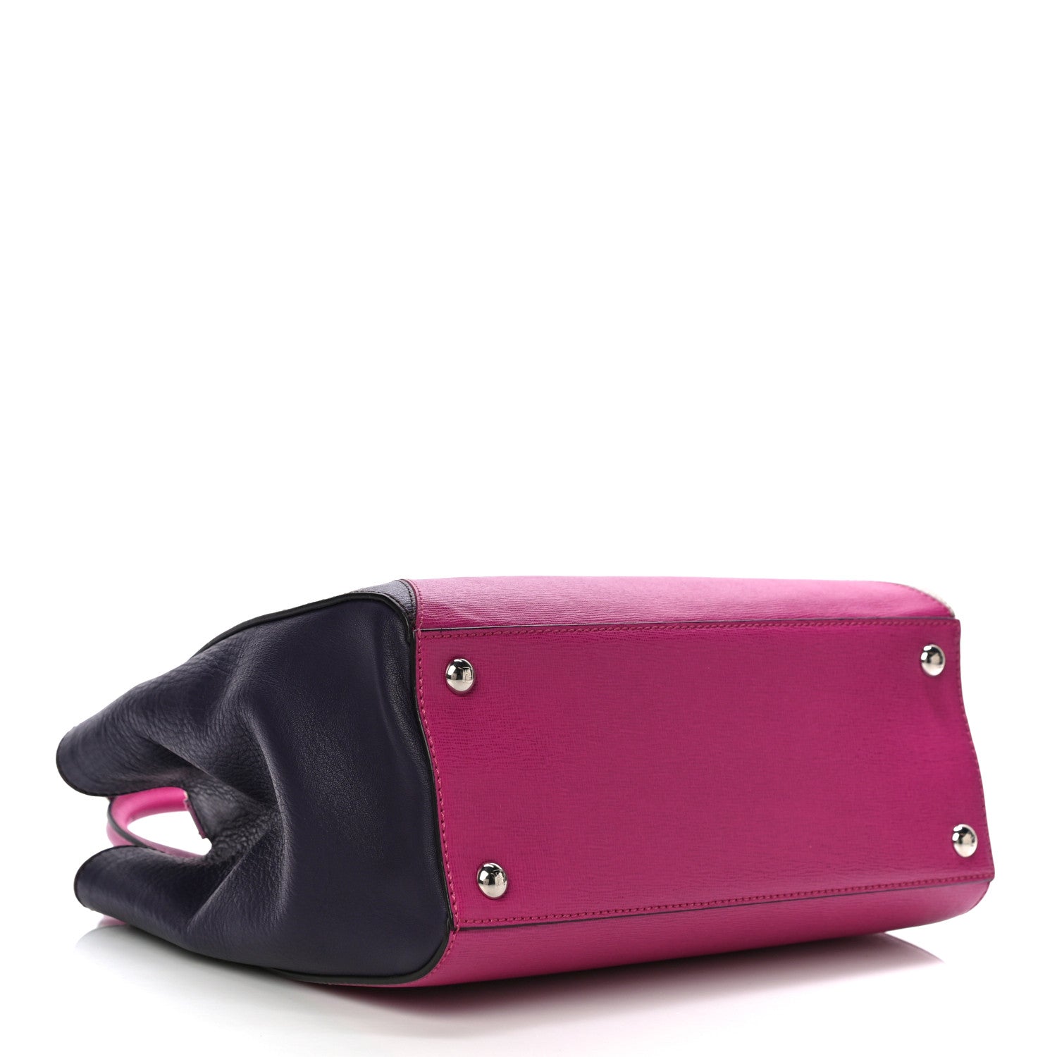 Fendi Vitello Elite Triangle Inlay Petite 2Jours Tote Magenta 4 of 12